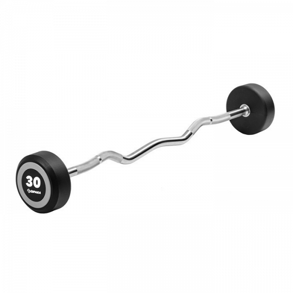 Rubber cambered barbells